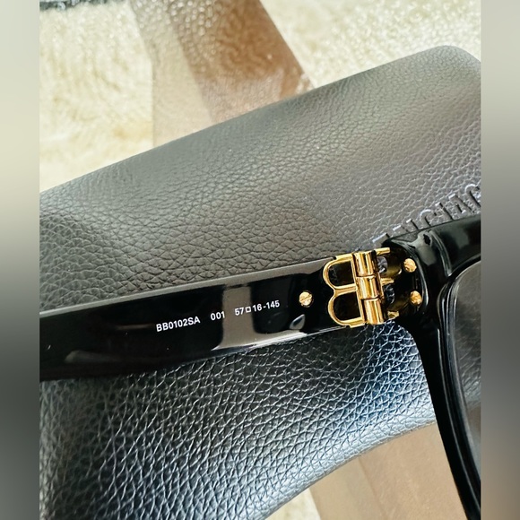 Balenciaga Womens BB0102SA 001 Black Gold Logo Sunglasses - Picture 4 of 7